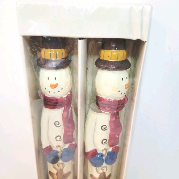 Hand Painted Harry and David Holiday Snowman Taper Candles Christmas Decor - Picture 2 of 5
